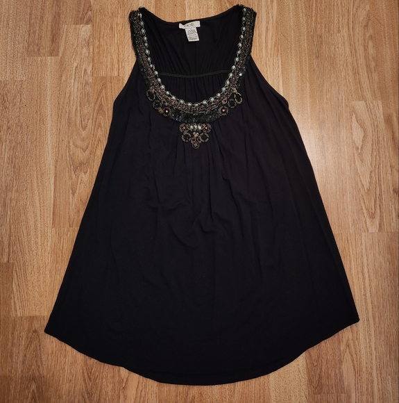 Cache Beaded Sequin Embellished Tank Top Sleeveless Blouse Black Small - Picture 1 of 11